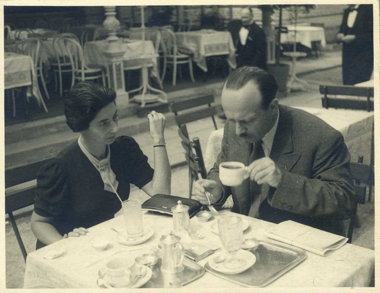 Grete and Edward Bibring enjoying a meal.