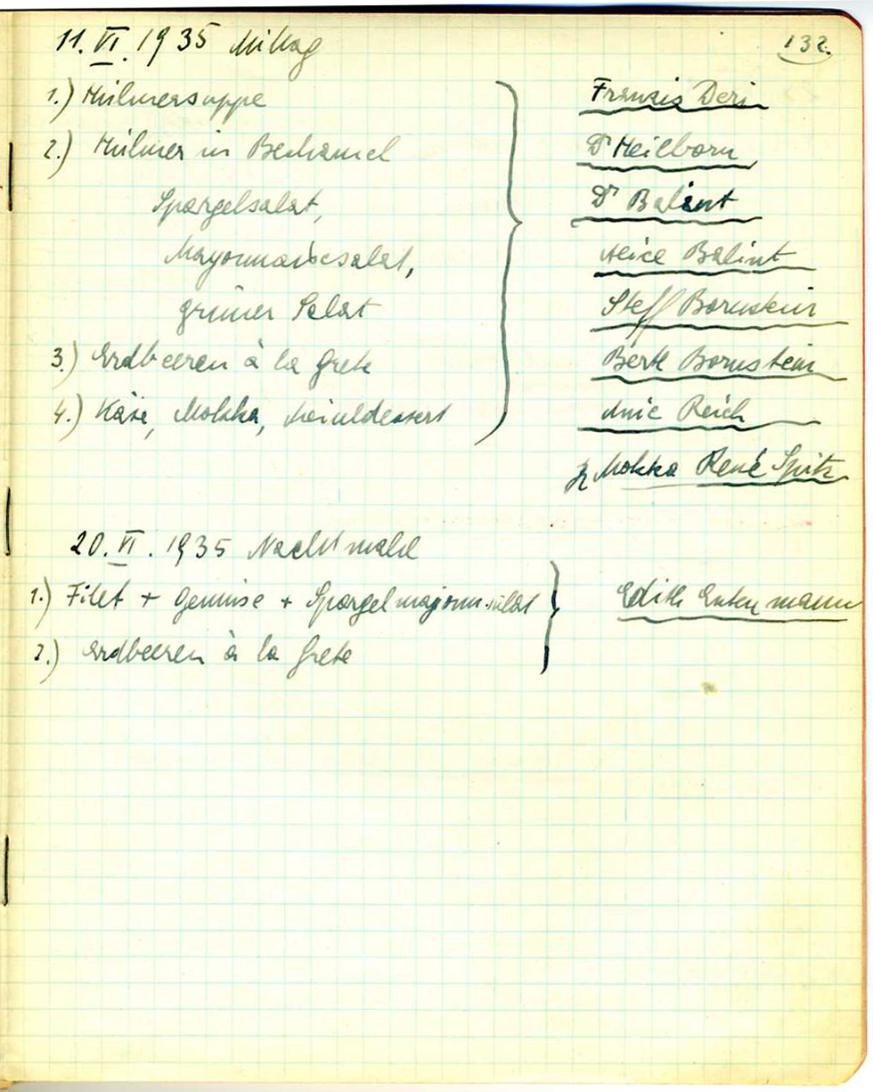 Lunch menu and guest list from 6th November, 1935.